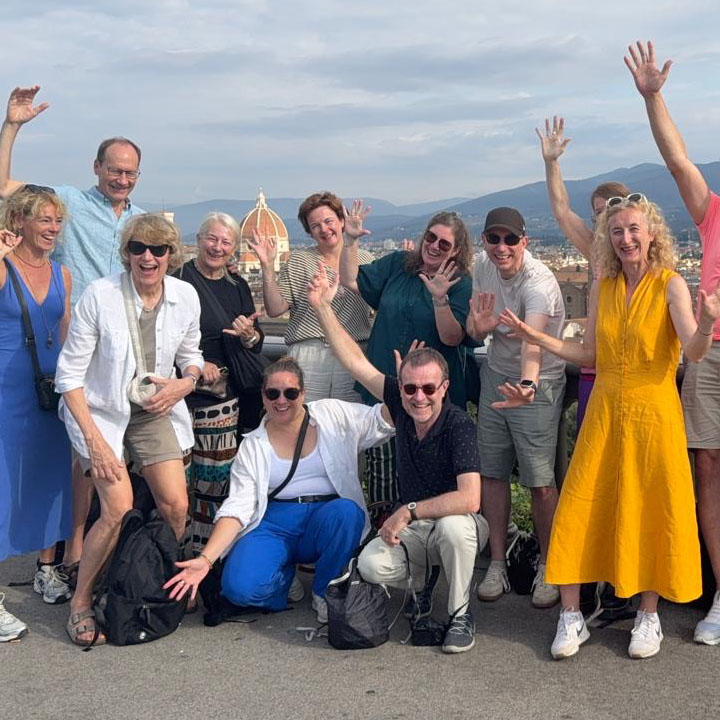 A photo of part of a group that came together for the Florence Visual Storytelling Creative Retreat